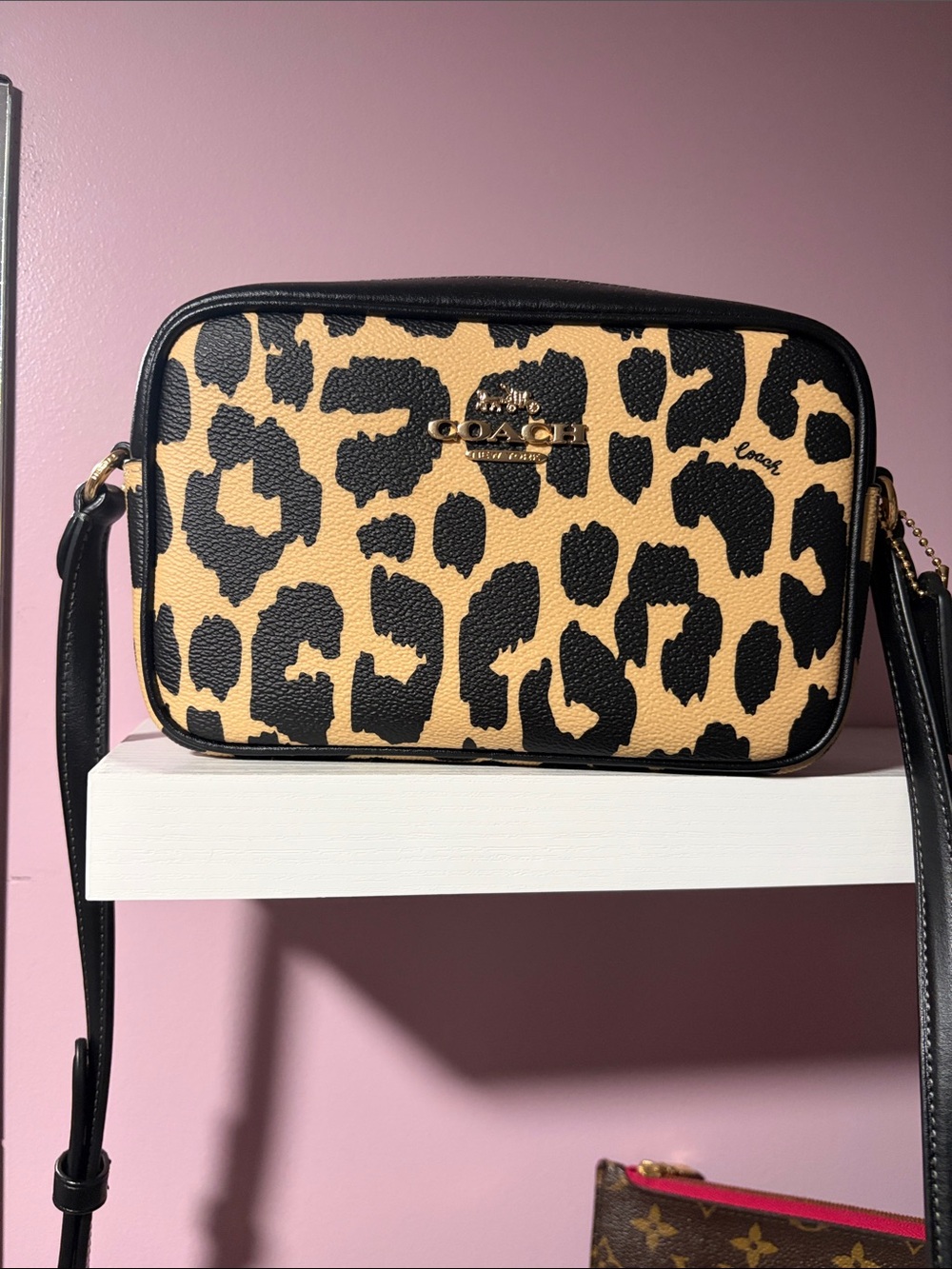 Coach Leopard Print Crossbody in Black and Tan - Picture 3 of 15